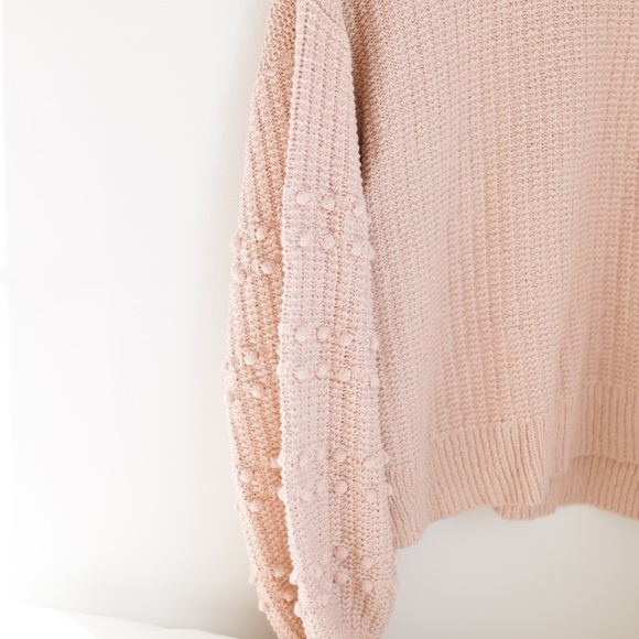 Light Pink Madewell Pom Pom Sleeve Sweater - Picture 2 of 2